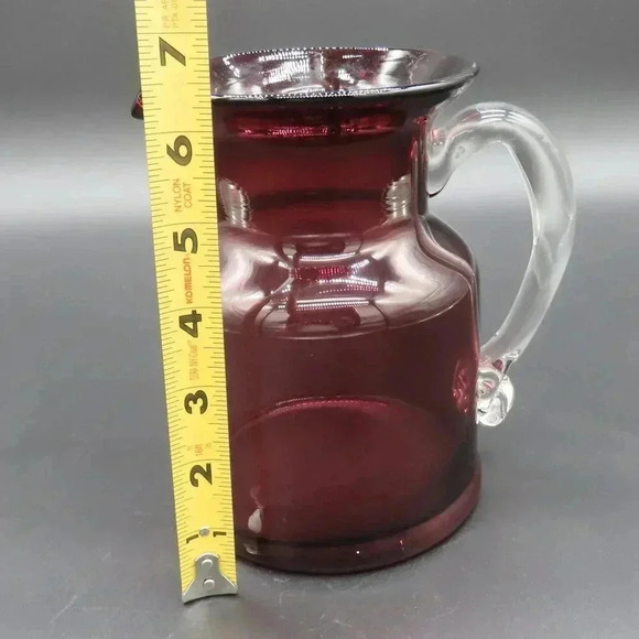 Amethyst Glass Pitcher Water Pitcher Applied Handle Blown Glass VTG - Picture 3 of 7